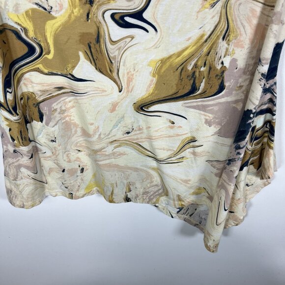LOGO by Lori Goldstein Printed Knit Top Asymmetric Hem Sz M Boho Lagenlook - Picture 9 of 9